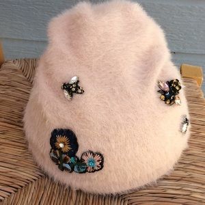 ANTHROPOLOGIE JEWELED PUFF BEANIE